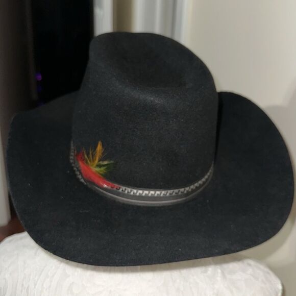 Smithbilt Vintage Black Cowboy Cattleman Rancher Western 100% Fur Felt Hat - Picture 3 of 13